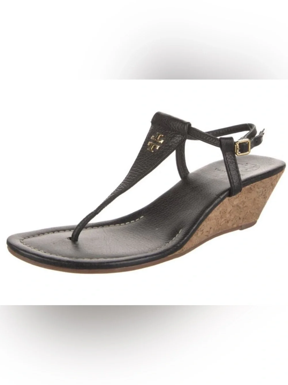 Tory Burch‎ Pauline Demi Cork Wedge Sandals Black 8.5